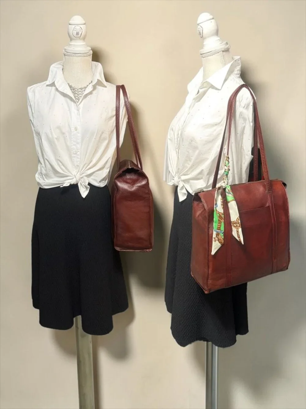 VTG NAOT Tote Burgundy Brown Oiled Leather Shoulder Bag 90s Israel Y2K Laptop - Picture 1 of 10
